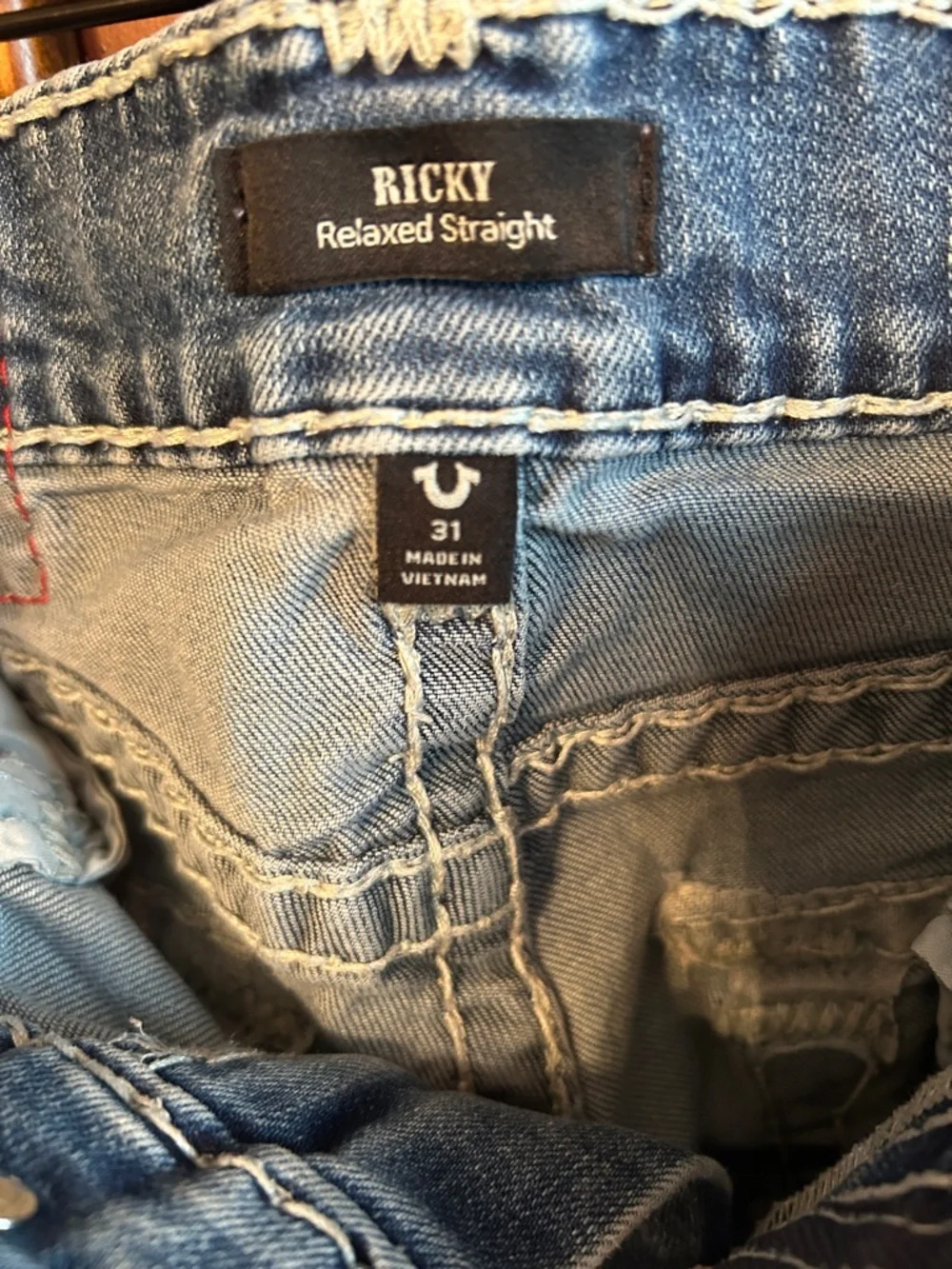 True Religion Ricky Relaxed Straight Jeans in Blue